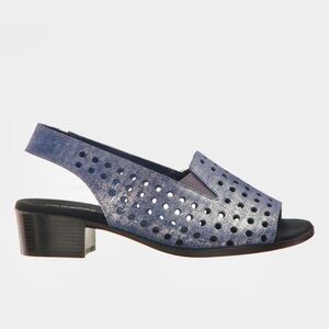 NWOT Munro | Mickee | Metallic‎ Blue Suede Cutout Sling Back Cuban Heel S…